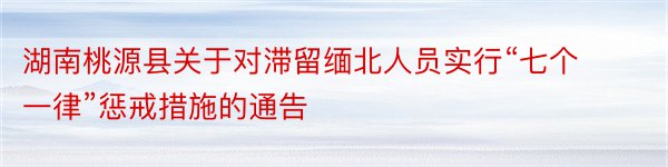 湖南桃源县关于对滞留缅北人员实行“七个一律”惩戒措施的通告